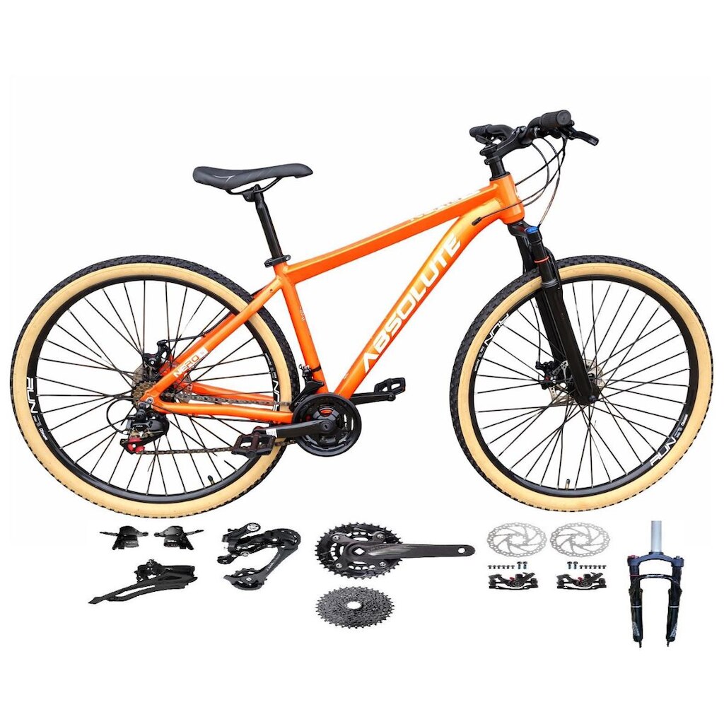 Bicicleta Aro 29 Absolute Nero 5 Kit 2x9 K7 Gta Sunrun Freio a Disco Garfo com Trava Mountain Bike