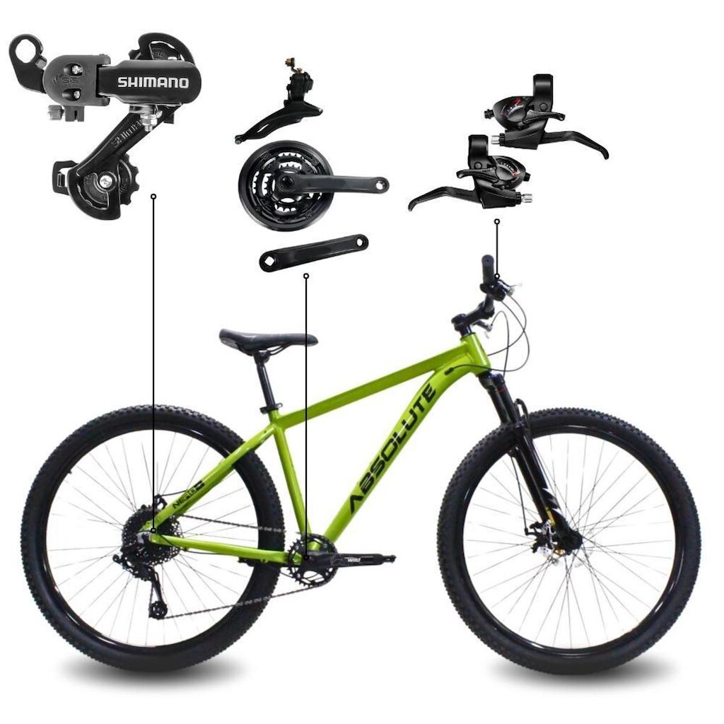Bicicleta Aro 29 Absolute Nero 5 MTB Alumínio 21 Marchas Câmbio Shimano Freio a Disco