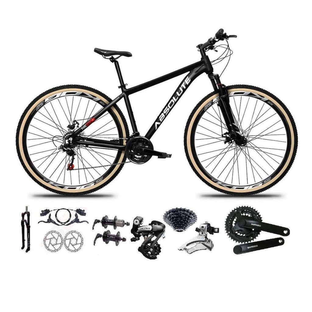 Bicicleta Aro 29 Absolute Nero 5 Shimano Altus 24v K7 Freios Hidráulico Suspensão Trava Pneus Faixa