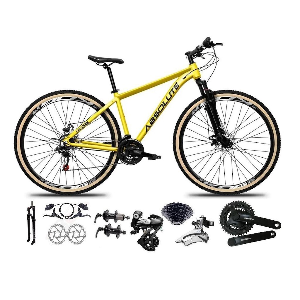Bicicleta Aro 29 Absolute Nero 5 Shimano Altus 24v K7 Freios Hidráulico Suspensão Trava Pneus Faixa