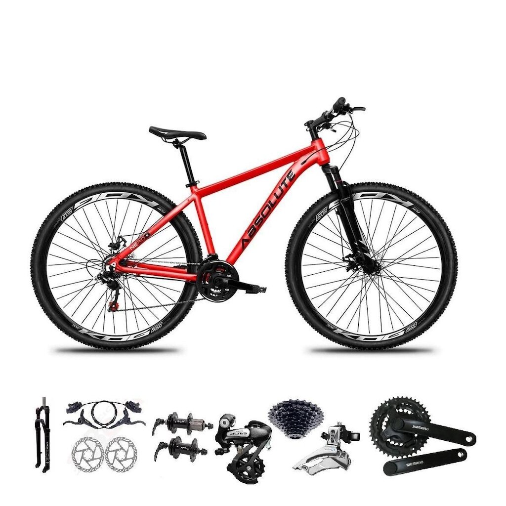 Bicicleta Aro 29 Absolute Nero 5 Shimano Altus 24v Pdv Ty301 K7 Freios Hidráulicos Suspensão Trava