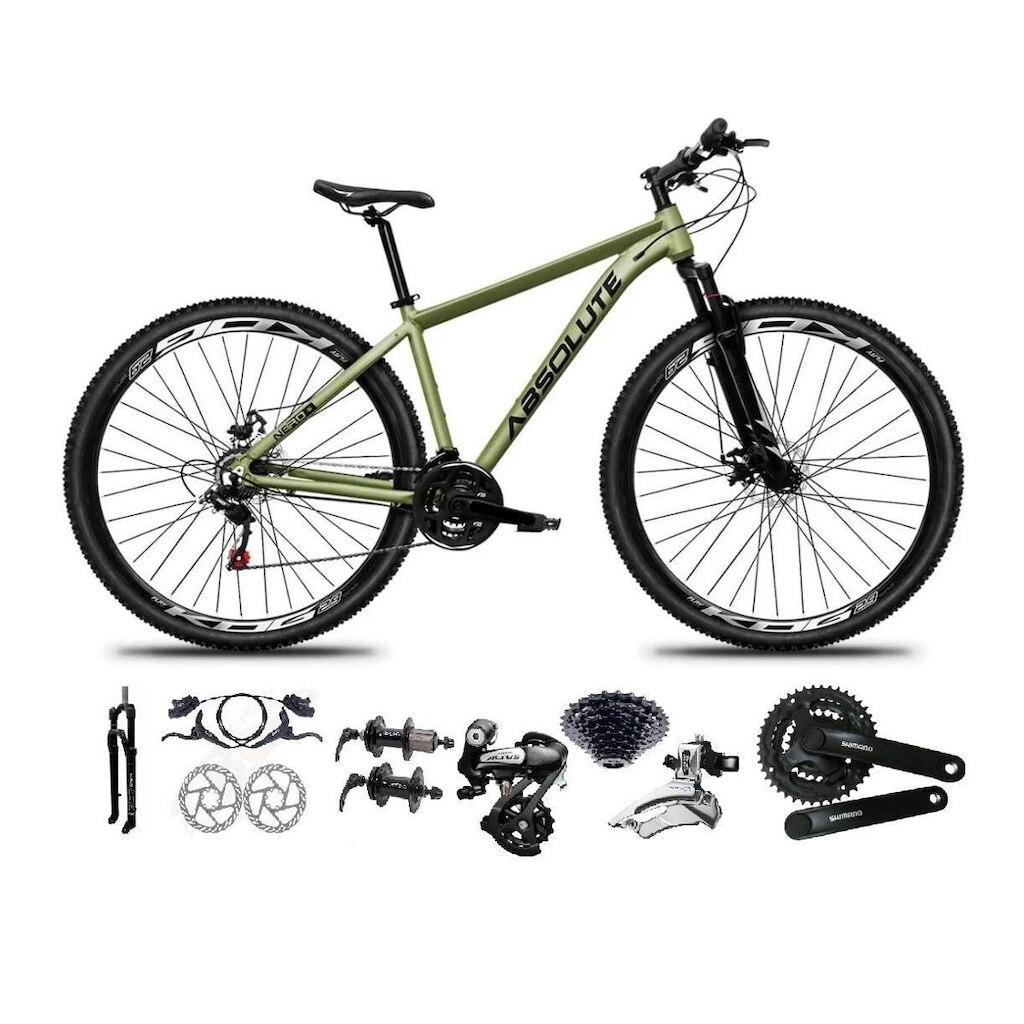 Bicicleta Aro 29 Absolute Nero 5 Shimano Altus 24v Pdv Ty301 K7 Freios Hidráulicos Suspensão Trava
