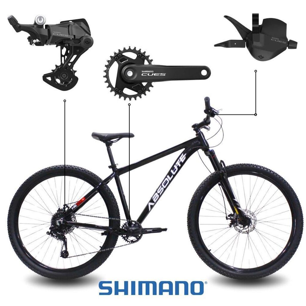 Bicicleta Aro 29 Absolute Nero 5 Shimano CUES 9V Alumínio Freio Hidráulico