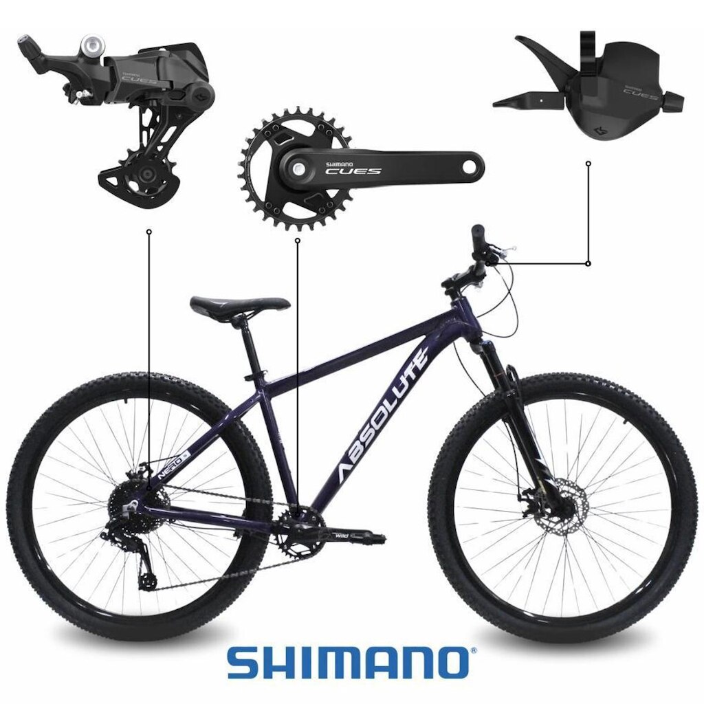 Bicicleta Aro 29 Absolute Nero 5 Shimano CUES 9V Alumínio Freio Hidráulico