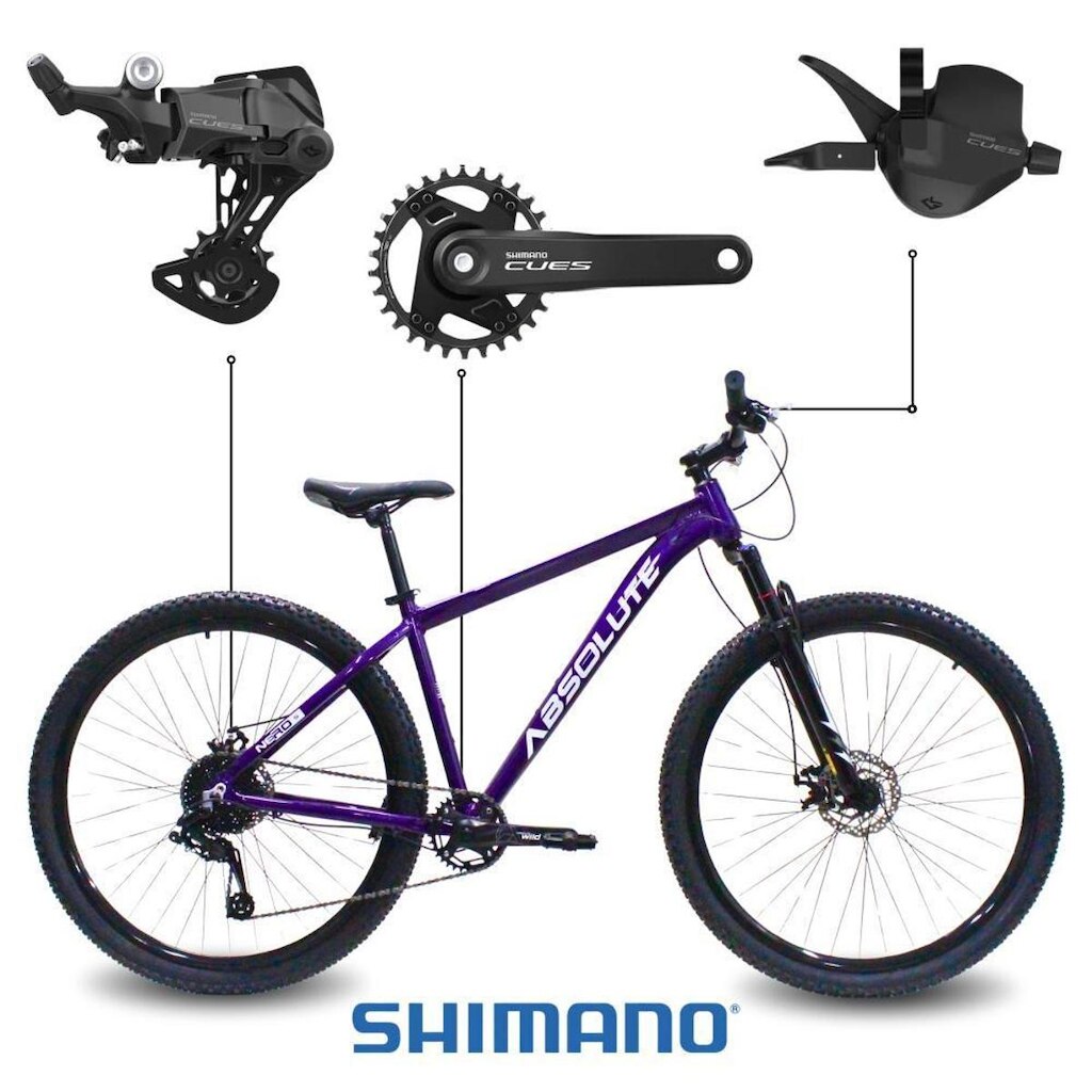 Bicicleta Aro 29 Absolute Nero 5 Shimano CUES 9V Alumínio Freio Hidráulico