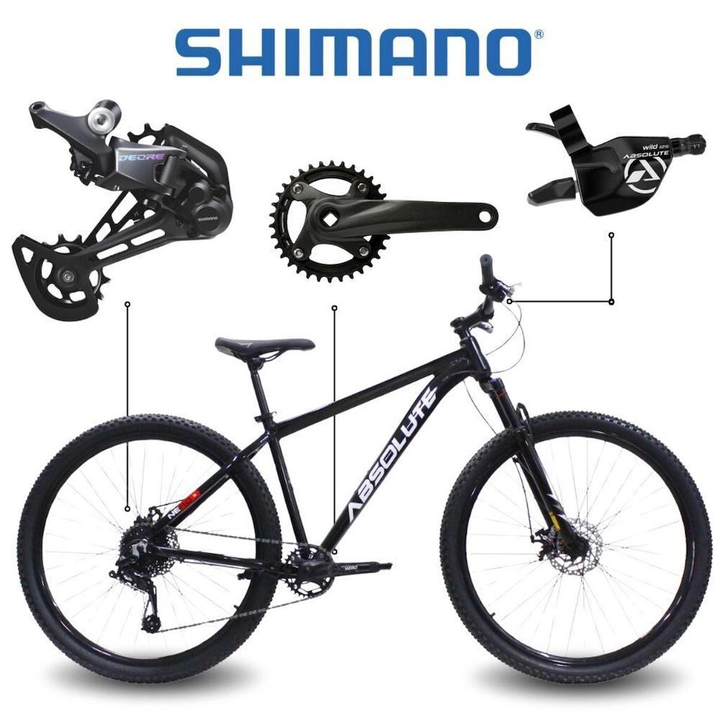 Bicicleta Aro 29 Absolute Nero 5 Shimano Deore 12V Freio Hidráulico