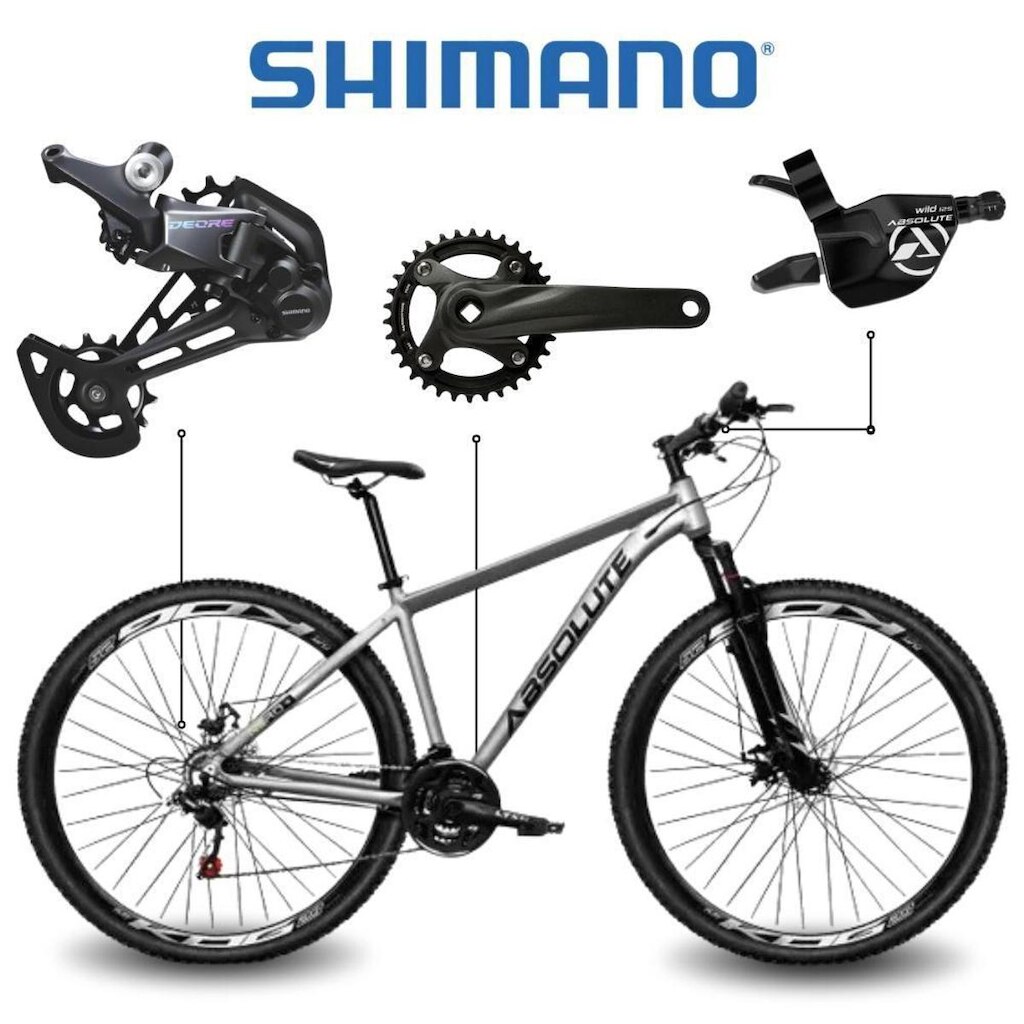 Bicicleta Aro 29 Absolute Nero 5 Shimano Deore 12V Freio Hidráulico