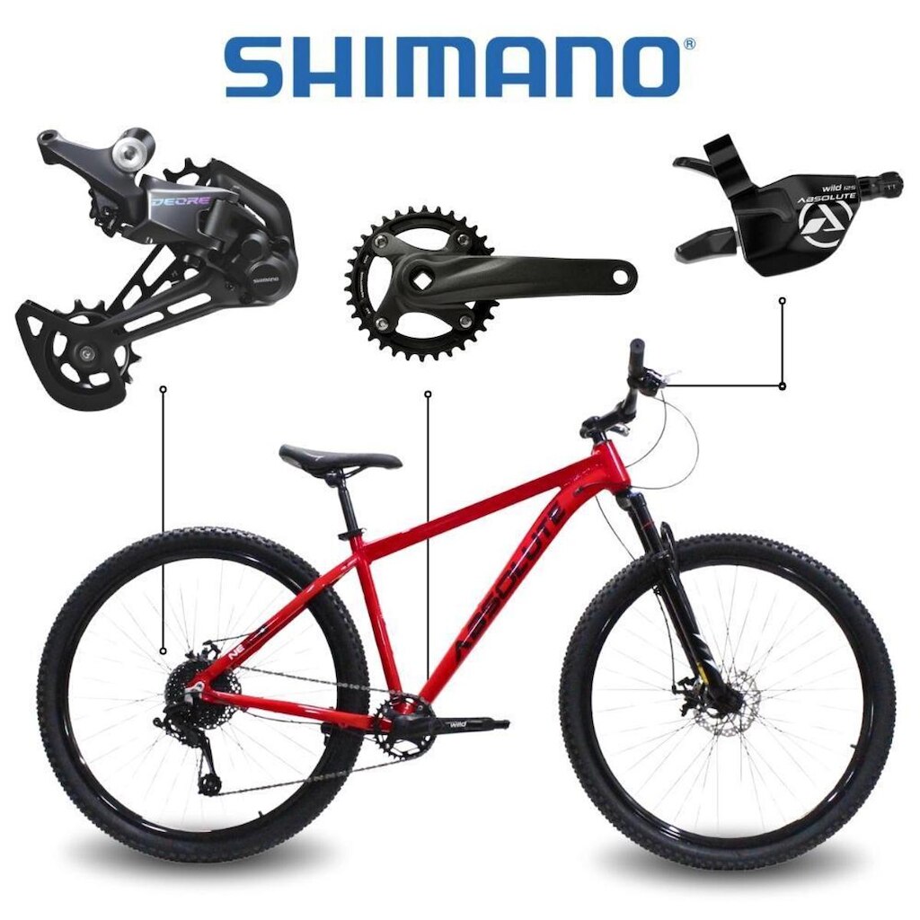 Bicicleta Aro 29 Absolute Nero 5 Shimano Deore 12V Freio Hidráulico
