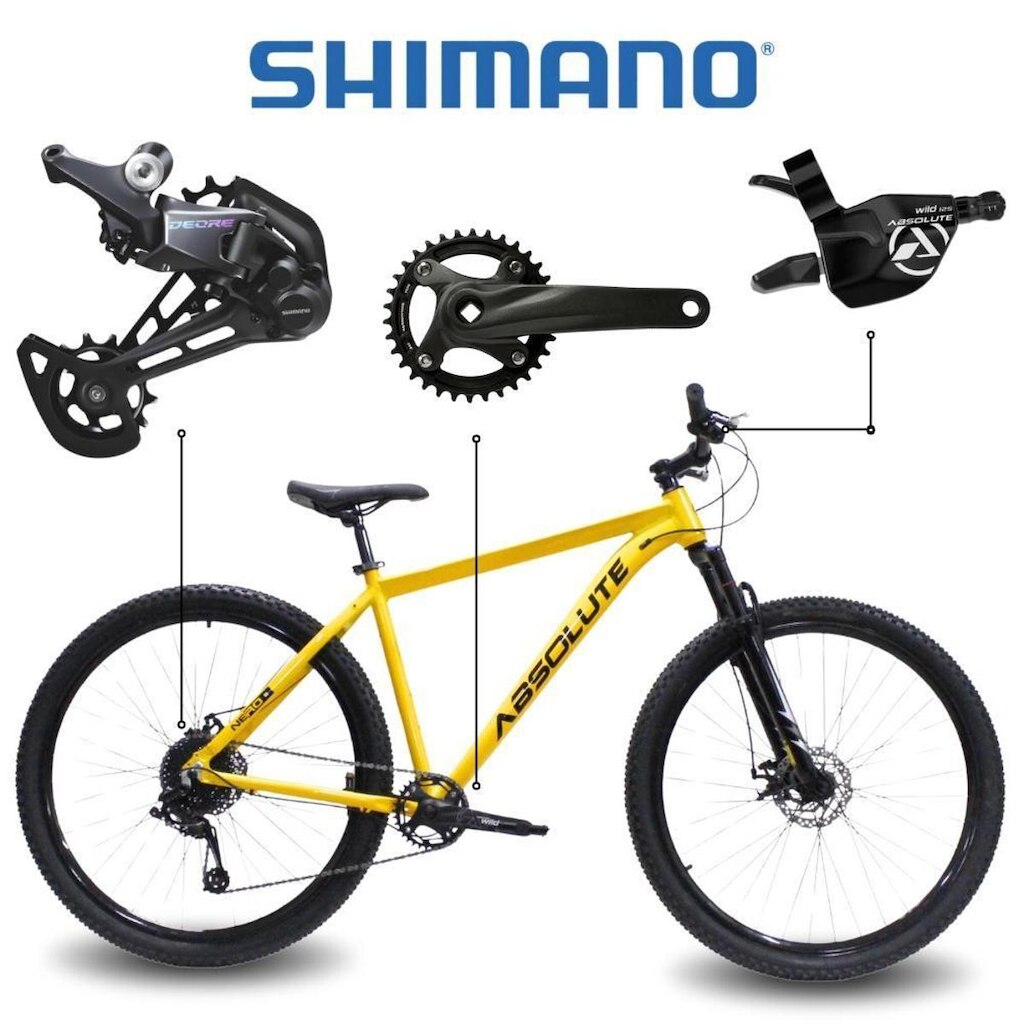 Bicicleta Aro 29 Absolute Nero 5 Shimano Deore 12V Freio Hidráulico