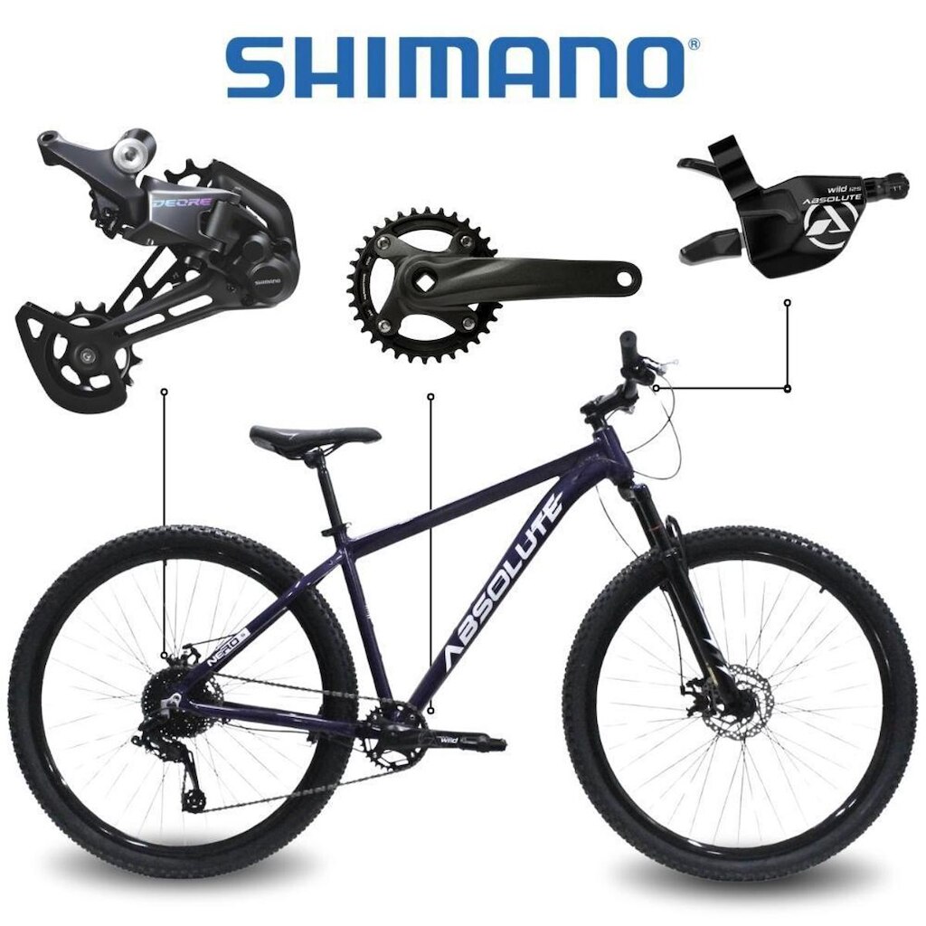 Bicicleta Aro 29 Absolute Nero 5 Shimano Deore 12V Freio Hidráulico