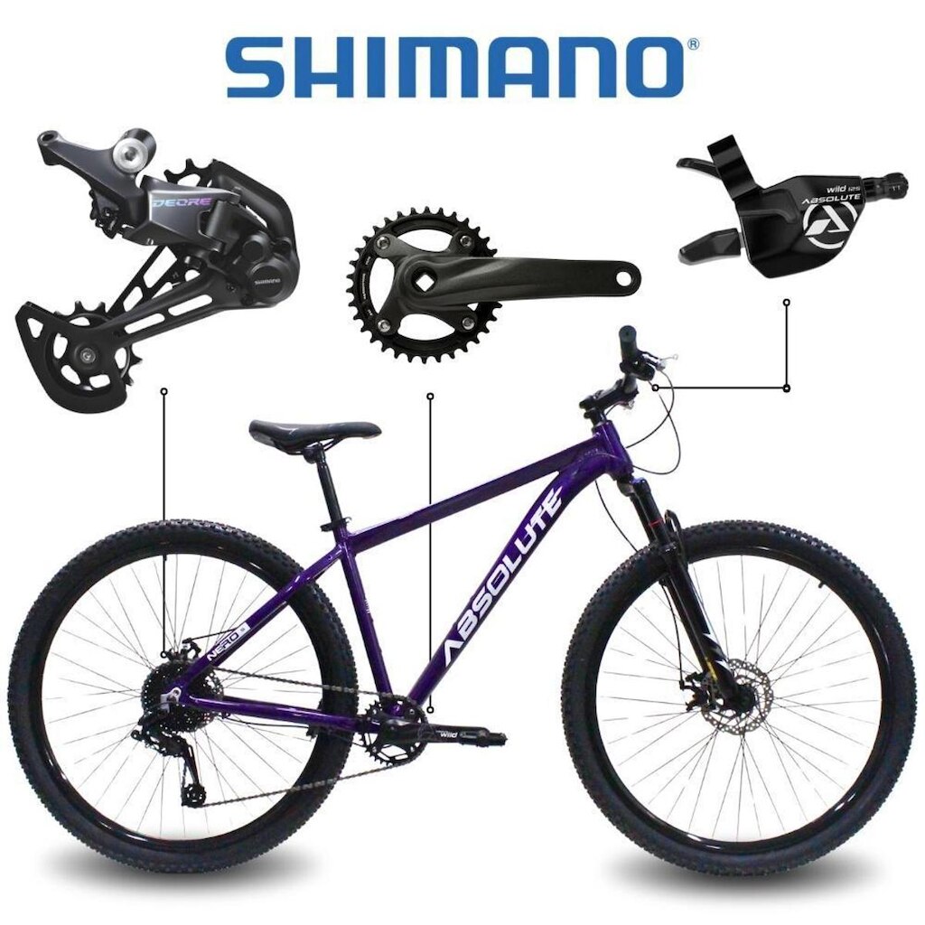 Bicicleta Aro 29 Absolute Nero 5 Shimano Deore 12V Freio Hidráulico