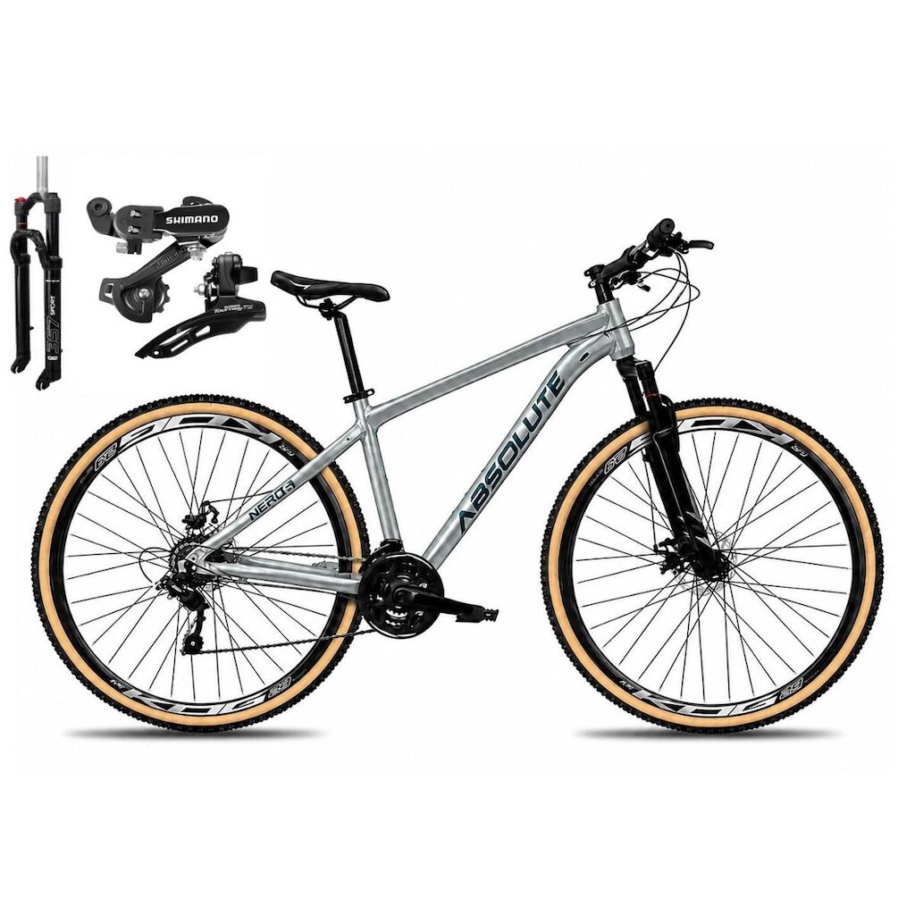 Bicicleta Aro 29 Absolute Nero 6 24v Câmbios Shimano Alumínio Garfo com Trava Mountain Bike