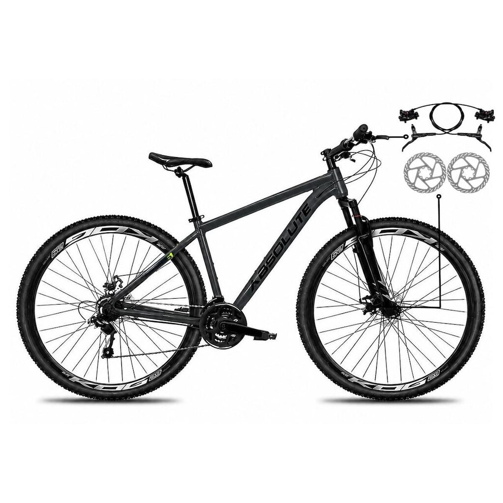 Bicicleta Aro 29 Absolute Nero 6 Alumínio 21v Freio a Disco Hidráulico Garfo Suspensão Mountain Bike