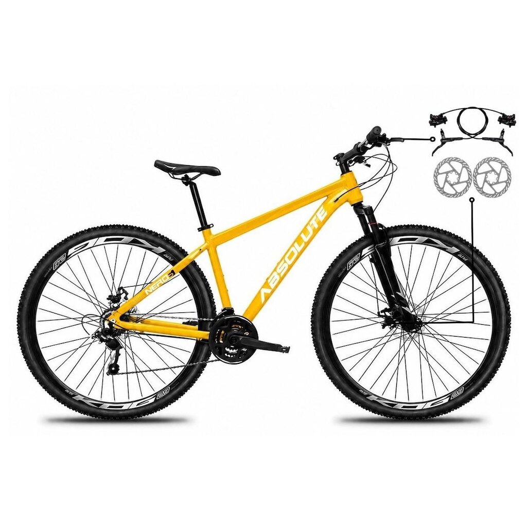 Bicicleta Aro 29 Absolute Nero 6 Alumínio 21v Freio a Disco Hidráulico Garfo Suspensão Mountain Bike