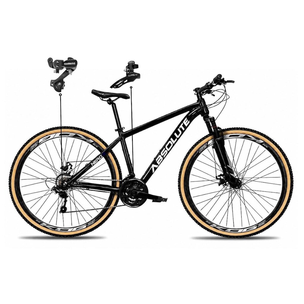 Bicicleta Aro 29 Absolute Nero 6 Alumínio 24v Câmbios Shimano Freio a Disco Mtb Pneu Faixa