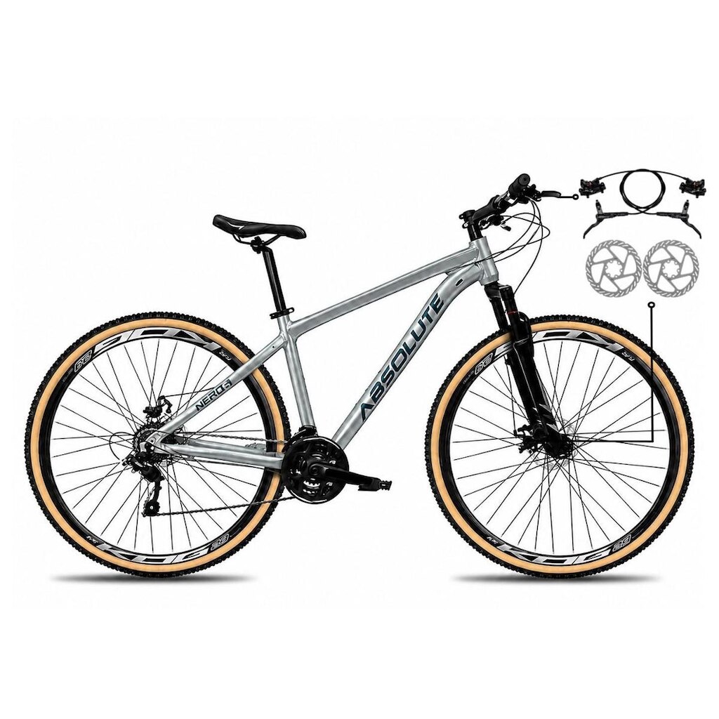 Bicicleta Aro 29 Absolute Nero 6 Alumínio 24v Freio a Disco Hidráulico Garfo Suspensão Pneu Faixa