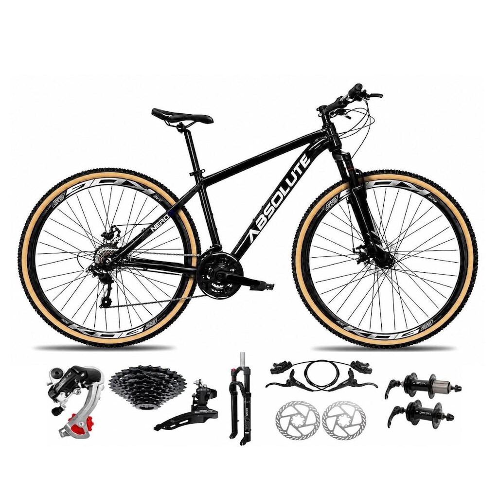 Bicicleta Aro 29 Absolute Nero 6 Alumínio 24v K7 Câmbios Shimano Freio Hidráulico Garfo c/ Trava