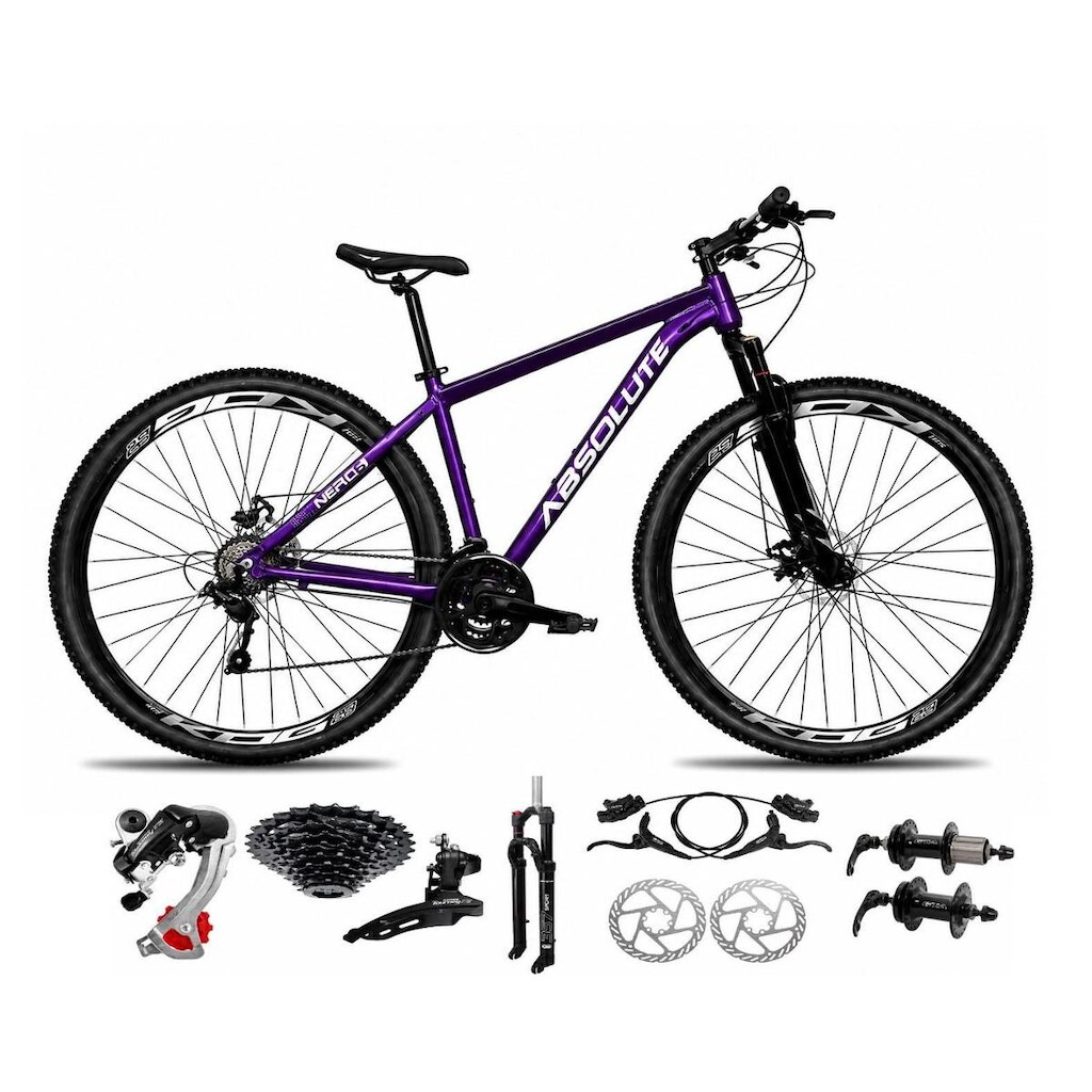 Bicicleta Aro 29 Absolute Nero 6 Alumínio 24v K7 Câmbios Shimano Freio Hidráulico Garfo c/ Trava