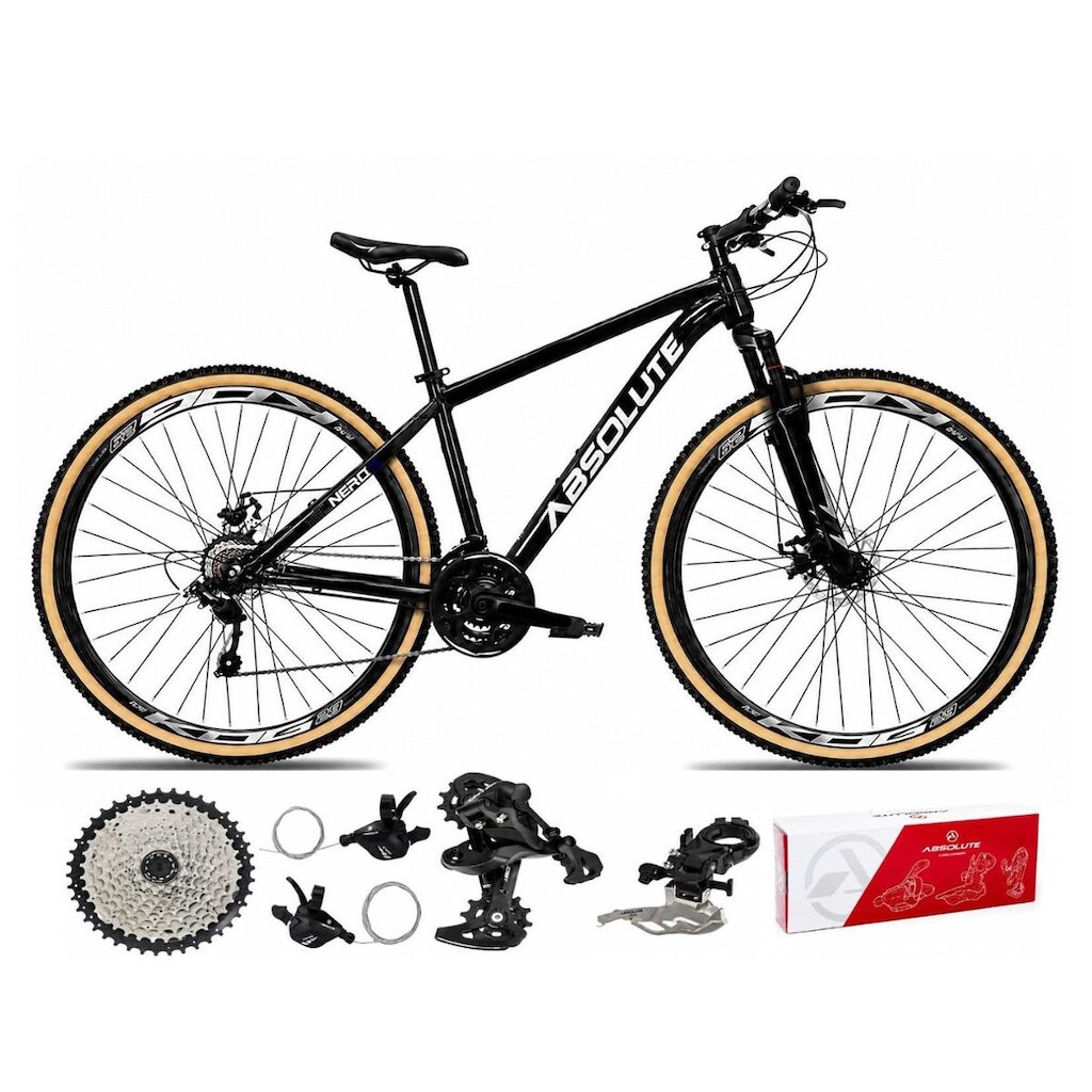 Bicicleta Aro 29 Absolute Nero 6 Alumínio 2x9 Freios Hidráulicos 18v Garfo Com Trava K7 MTB