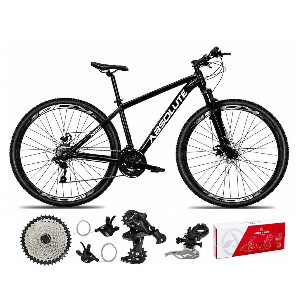 Bicicleta Aro 29 Absolute Nero 6 Alumínio 2x9 Freios Hidráulicos K7 Garfo Com Trava 18v MTB