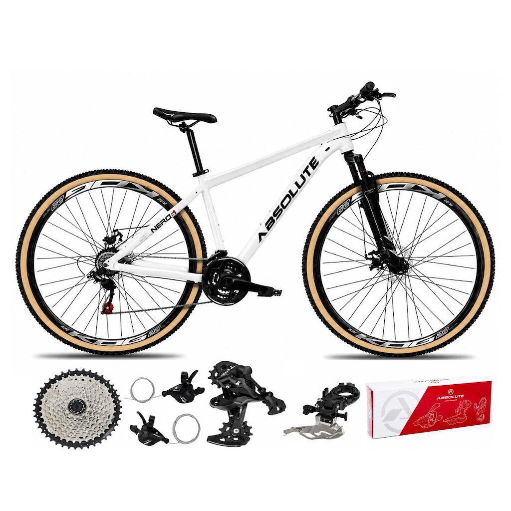Bicicleta Aro 29 Absolute Nero 6 Alumínio 2x9 Freios Hidráulicos K7 Garfo Com Trava 18v MTB