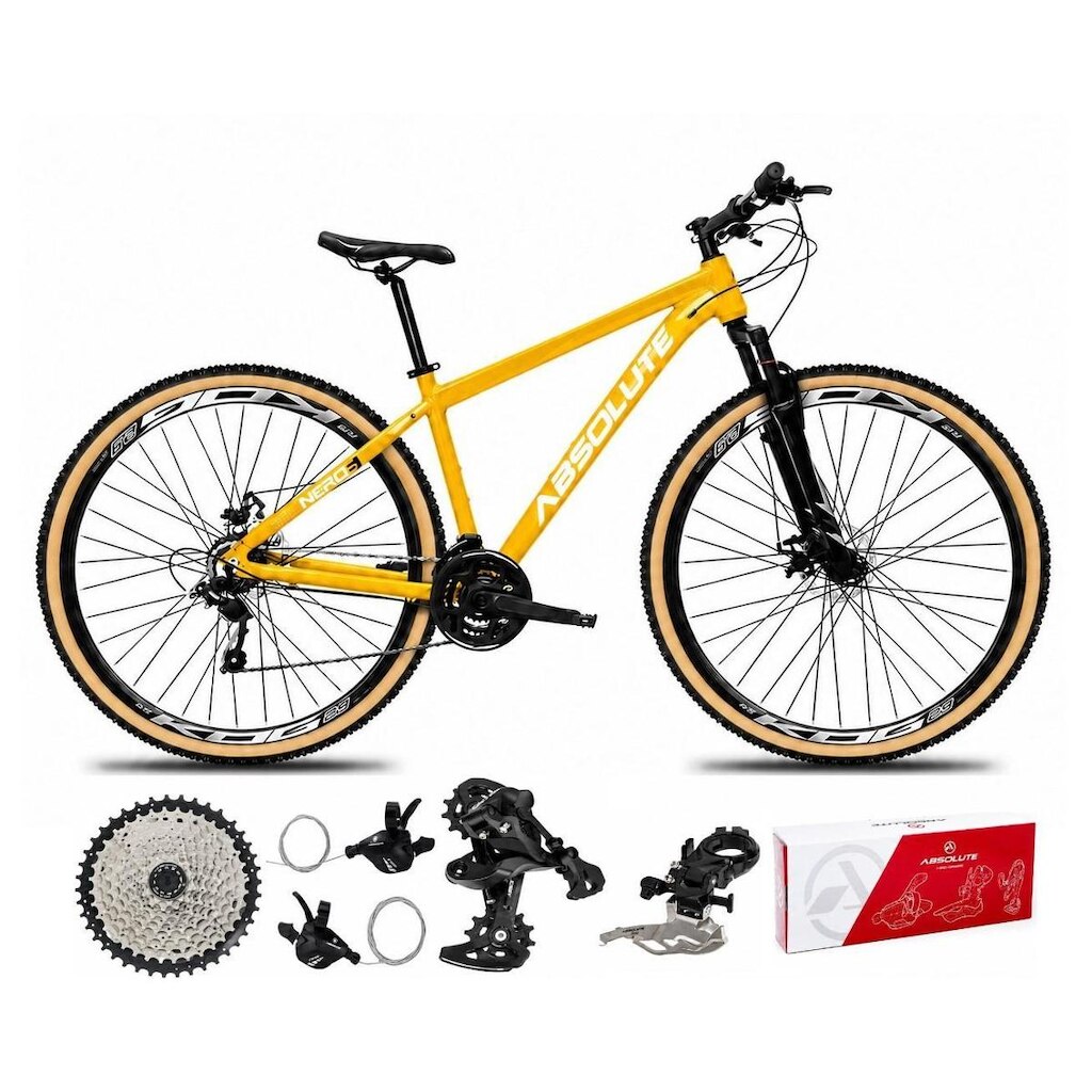 Bicicleta Aro 29 Absolute Nero 6 Alumínio 2x9 Freios Hidráulicos K7 Garfo Com Trava 18v MTB