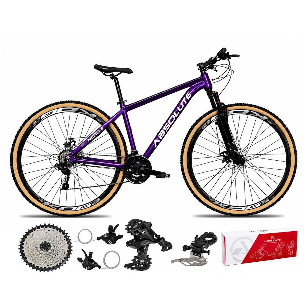 Bicicleta Aro 29 Absolute Nero 6 Alumínio 2x9 Freios Hidráulicos K7 Garfo Com Trava 18v MTB
