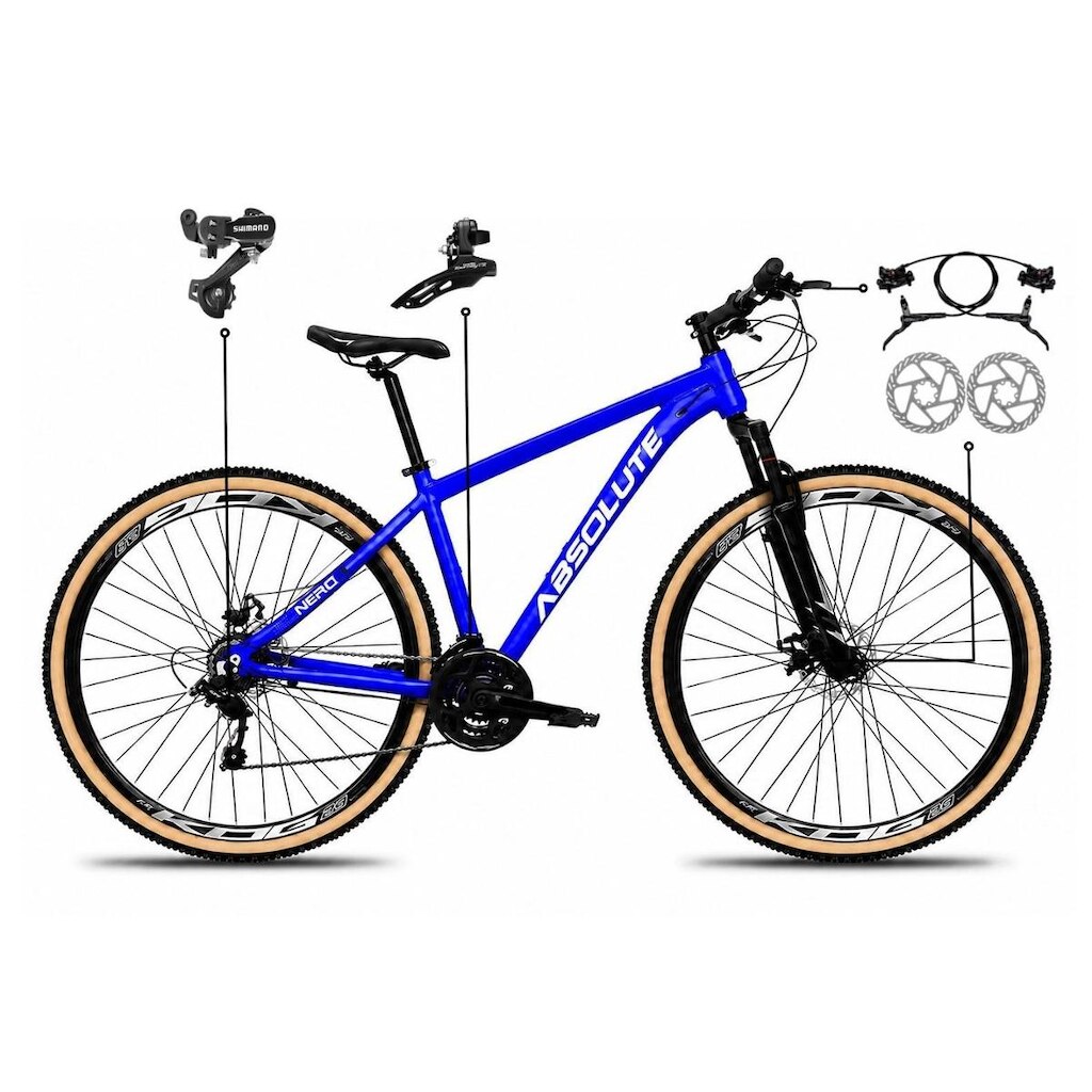 Bicicleta Aro 29 Absolute Nero 6 Alumínio Câmbios Shimano 24v Freio a Disco Hidráulico Pneu Faixa