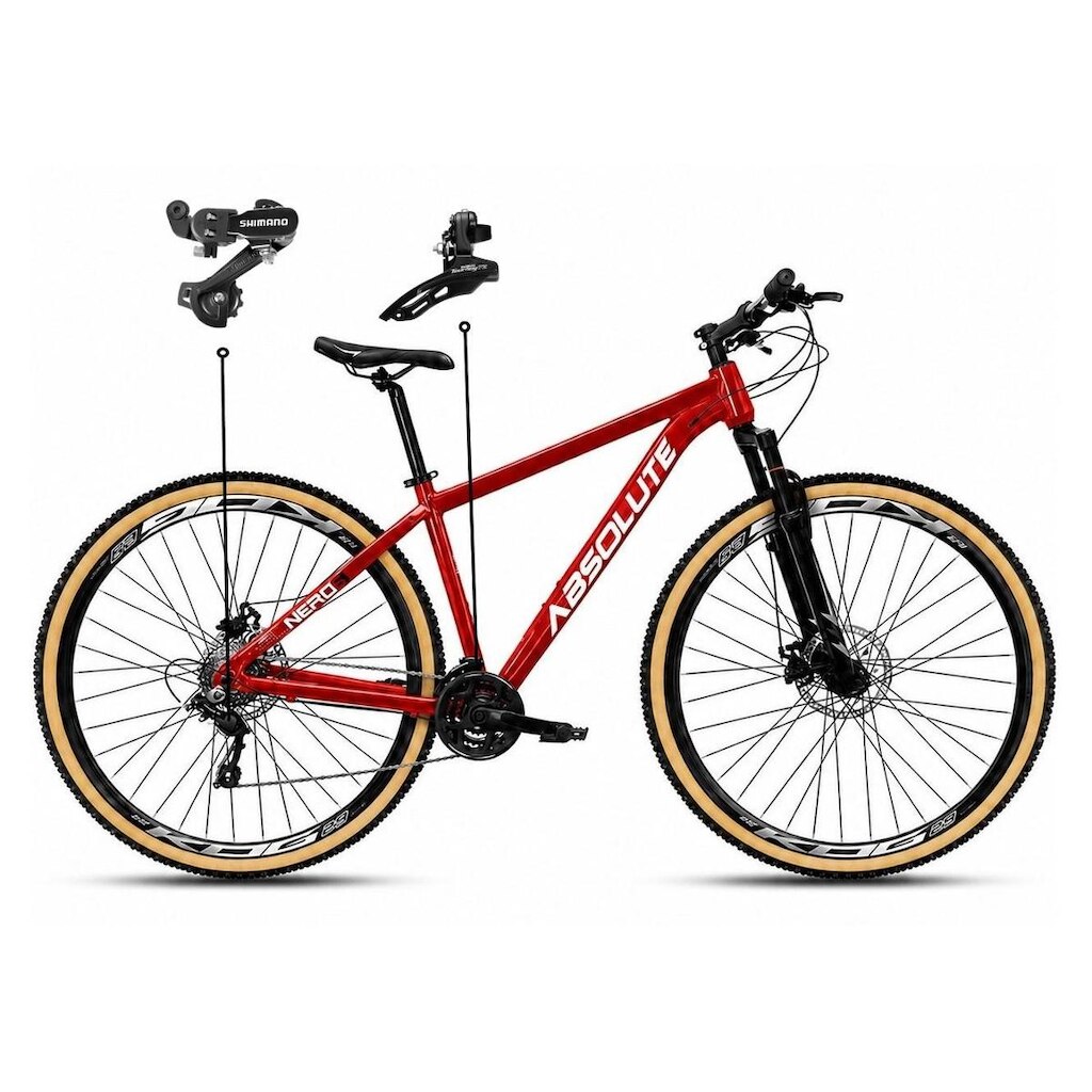 Bicicleta Aro 29 Absolute Nero 6 Alumínio Câmbios Shimano 24v Freio a Disco Mtb Pneu Faixa