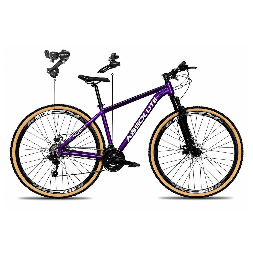 Bicicleta Aro 29 Absolute Nero 6 Alumínio Câmbios Shimano 24v Freio a Disco Mtb Pneu Faixa