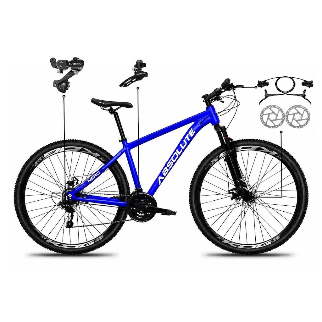 Bicicleta Aro 29 Absolute Nero 6 Alumínio Câmbios Shimano Freio a Disco Hidráulico Mountain Bike 21v