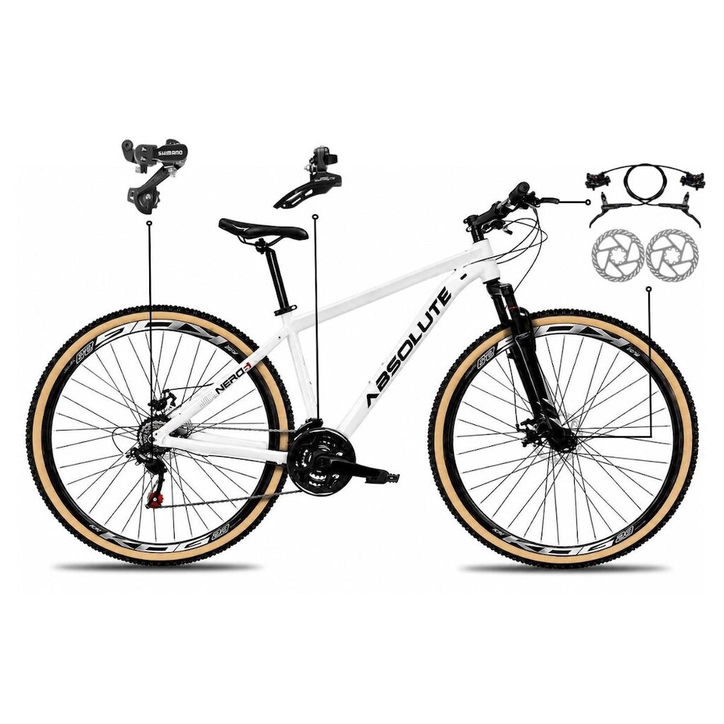 Bicicleta Aro 29 Absolute Nero 6 Alumínio Câmbios Shimano Freio a Disco Hidráulico Pneu Faixa 24v