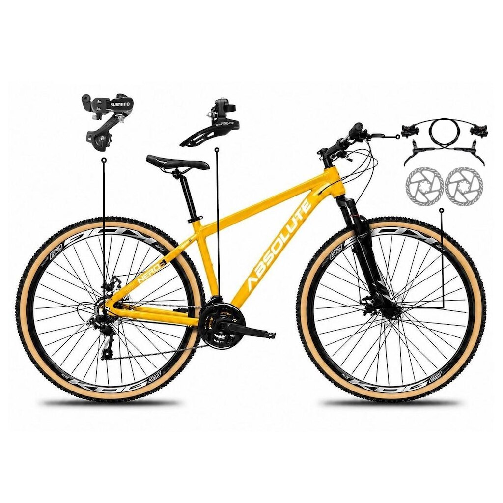 Bicicleta Aro 29 Absolute Nero 6 Alumínio Câmbios Shimano Freio a Disco Hidráulico Pneu Faixa 24v