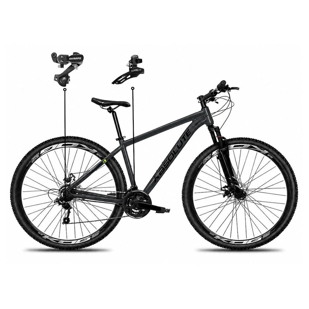 Bicicleta Aro 29 Absolute Nero 6 Alumínio Câmbios Shimano Freio a Disco Mountain Bike 21v