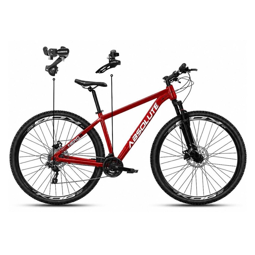 Bicicleta Aro 29 Absolute Nero 6 Alumínio Câmbios Shimano Freio a Disco Mountain Bike 21v