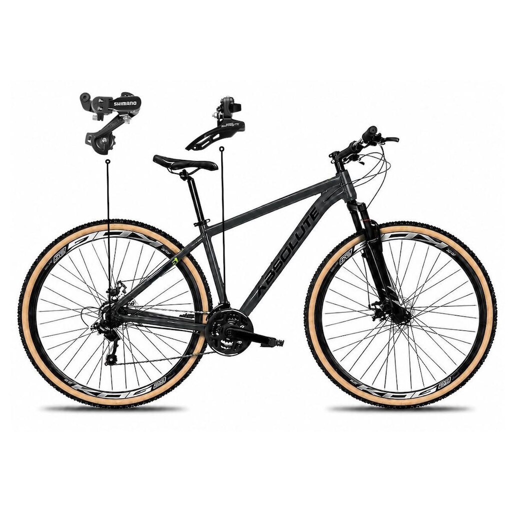 Bicicleta Aro 29 Absolute Nero 6 Alumínio Câmbios Shimano Freio a Disco Mtb Pneu Faixa 24v