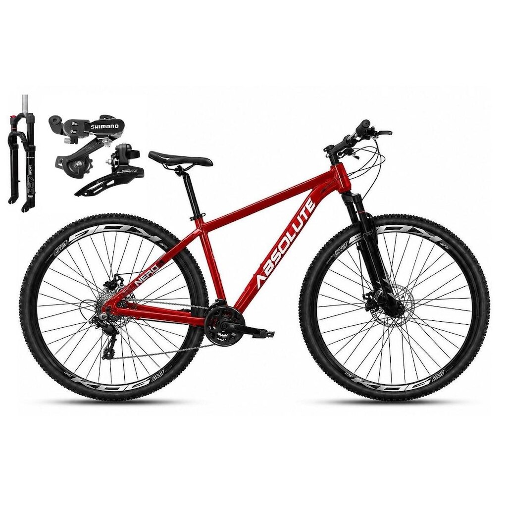 Bicicleta Aro 29 Absolute Nero 6 Alumínio Câmbios Shimano Garfo com Trava 24v Mountain Bike