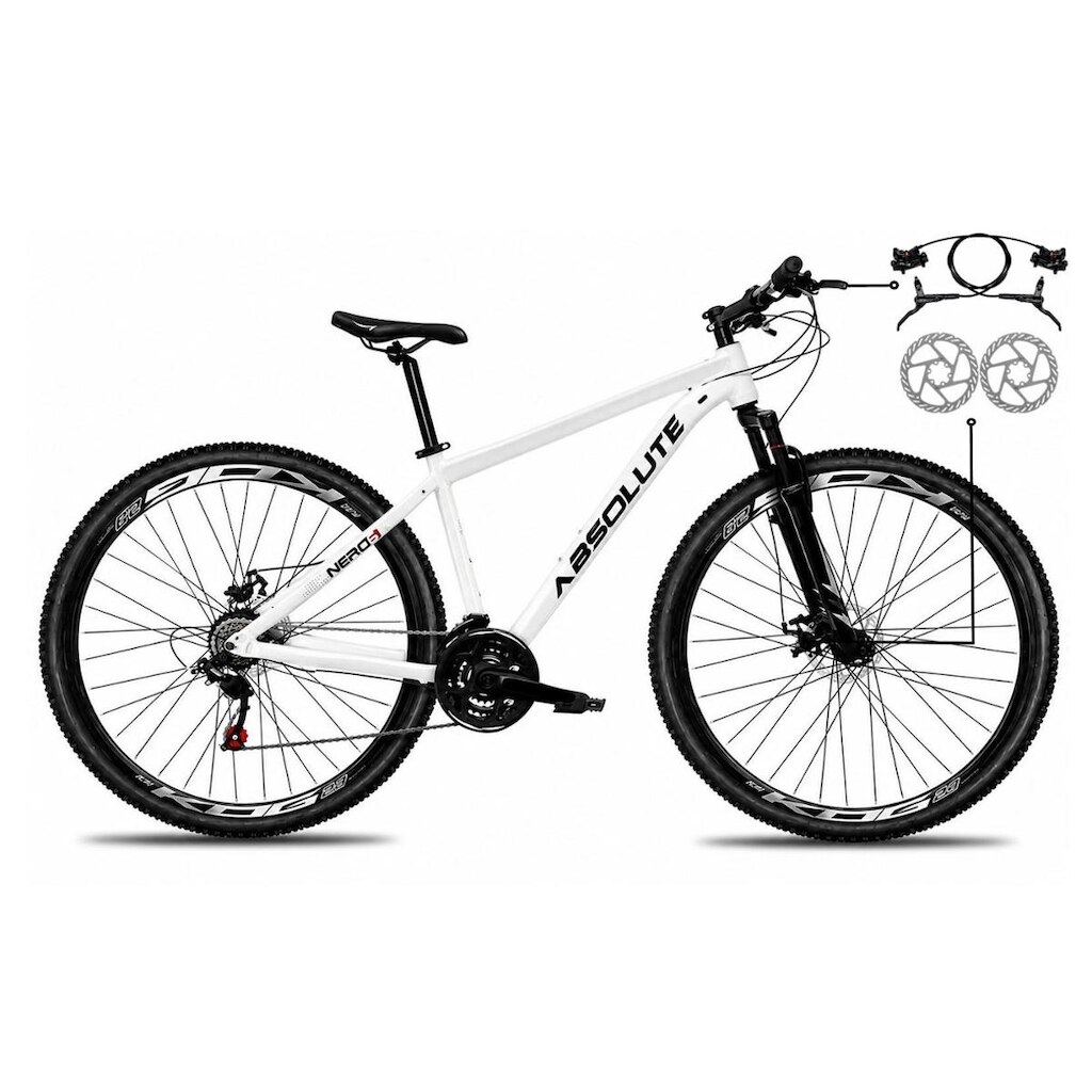 Bicicleta Aro 29 Absolute Nero 6 Alumínio Freio a Disco 21v Hidráulico Garfo Suspensão Mountain Bike