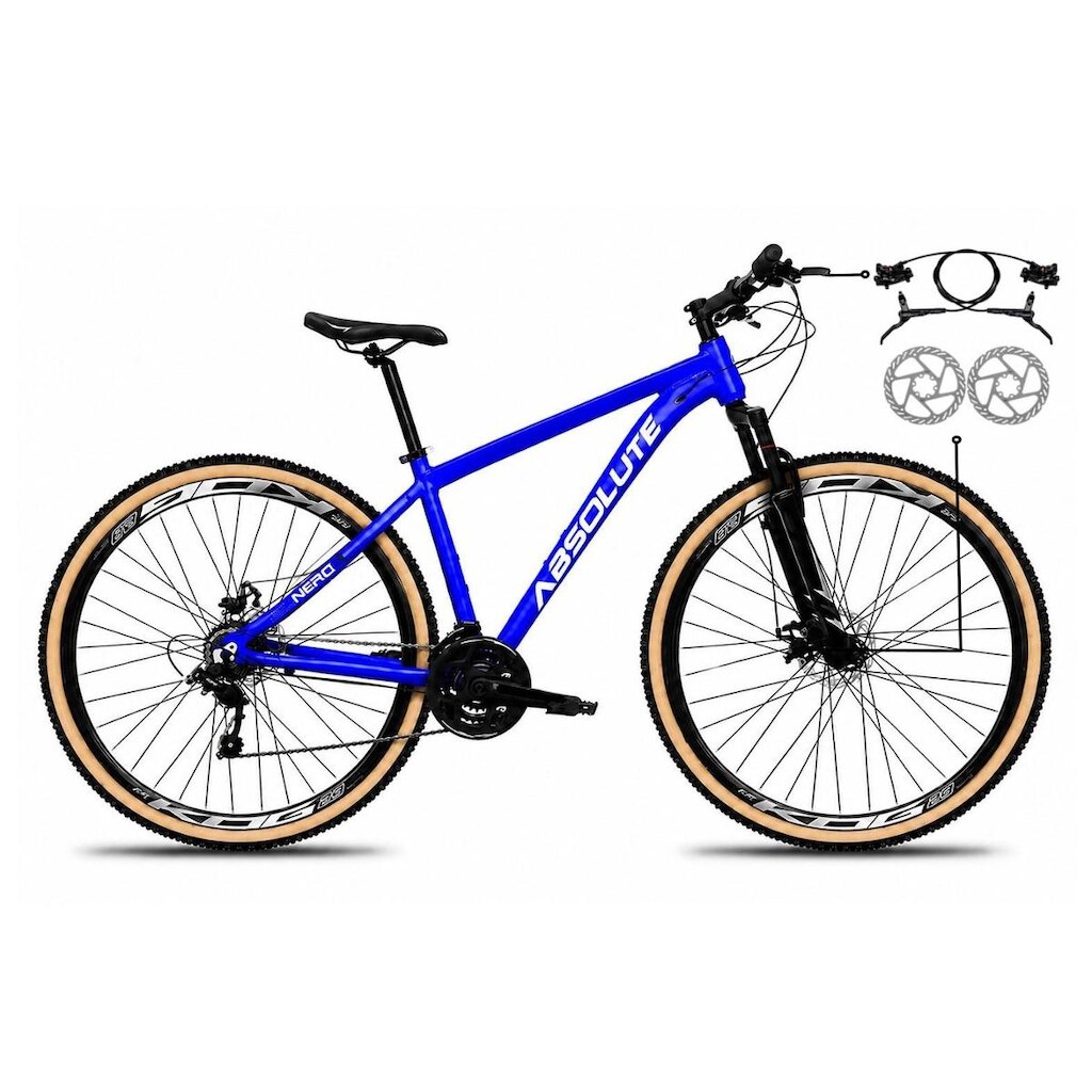 Bicicleta Aro 29 Absolute Nero 6 Alumínio Freio a Disco Hidráulico Garfo Suspensão Pneu Faixa 24v