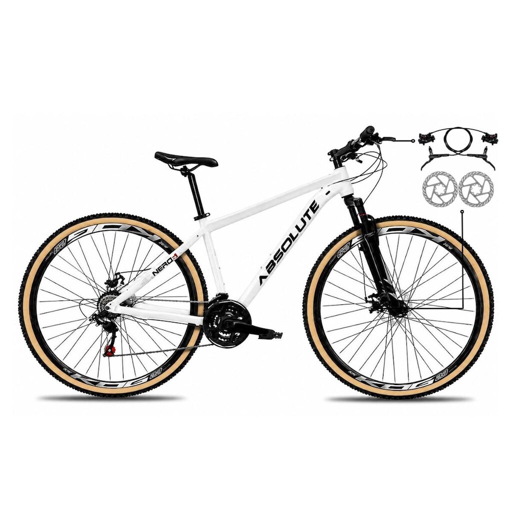 Bicicleta Aro 29 Absolute Nero 6 Alumínio Freio a Disco Hidráulico Garfo Suspensão Pneu Faixa 24v