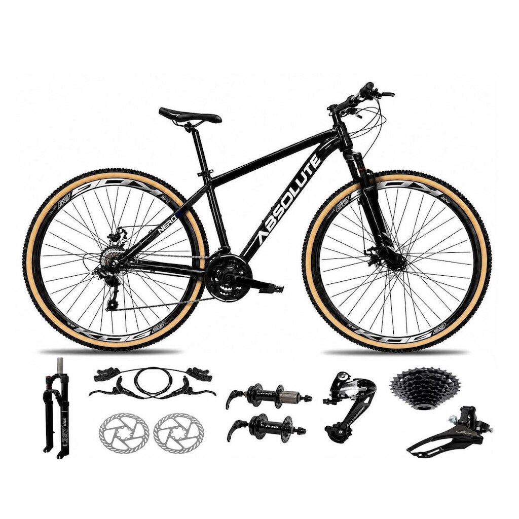 Bicicleta Aro 29 Absolute Nero 6 Alumínio K7 Freio Hidráulico Mountain Bike 27v Garfo com Trava
