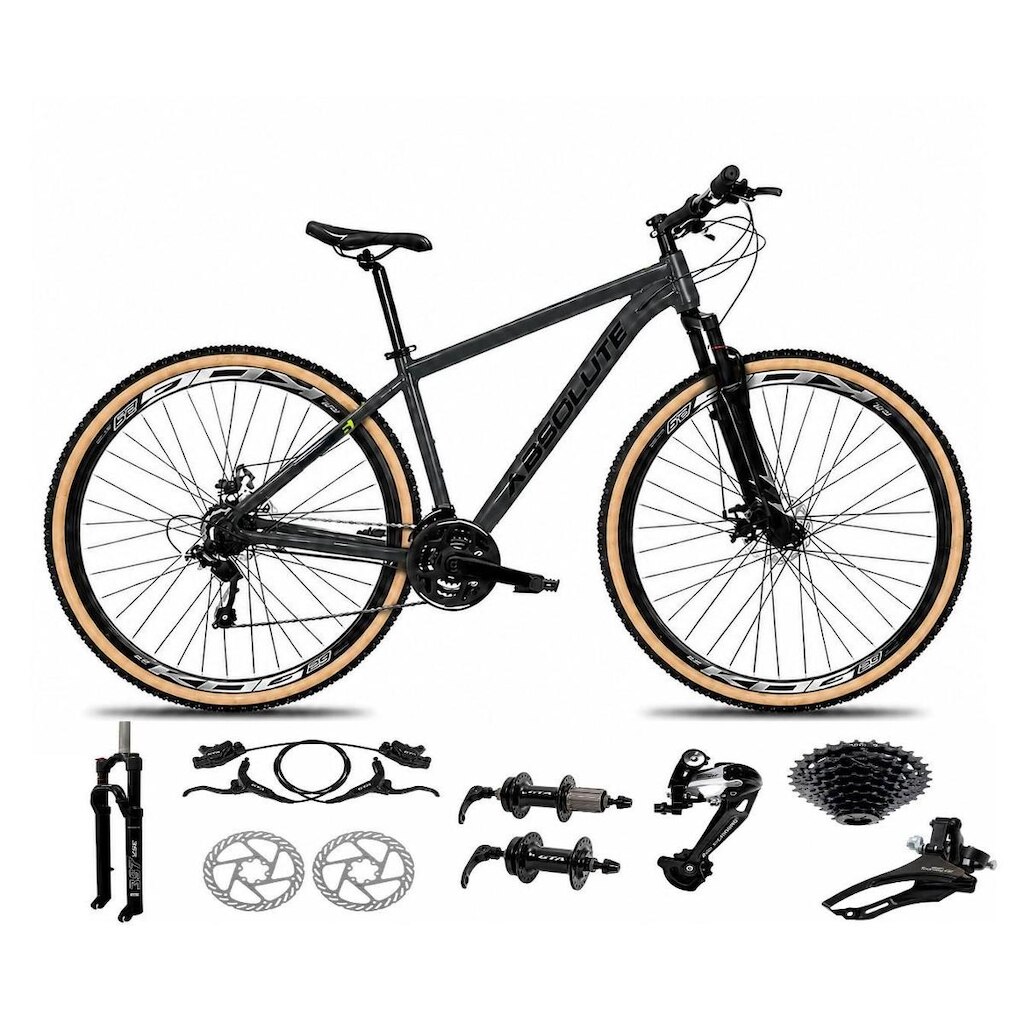Bicicleta Aro 29 Absolute Nero 6 Alumínio K7 Freio Hidráulico Mountain Bike 27v Garfo com Trava