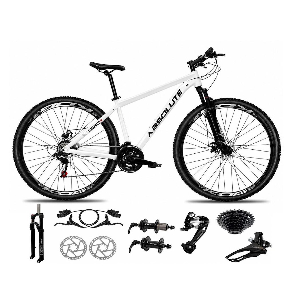 Bicicleta Aro 29 Absolute Nero 6 Alumínio K7 Freio Hidráulico Mountain Bike 27v Garfo com Trava