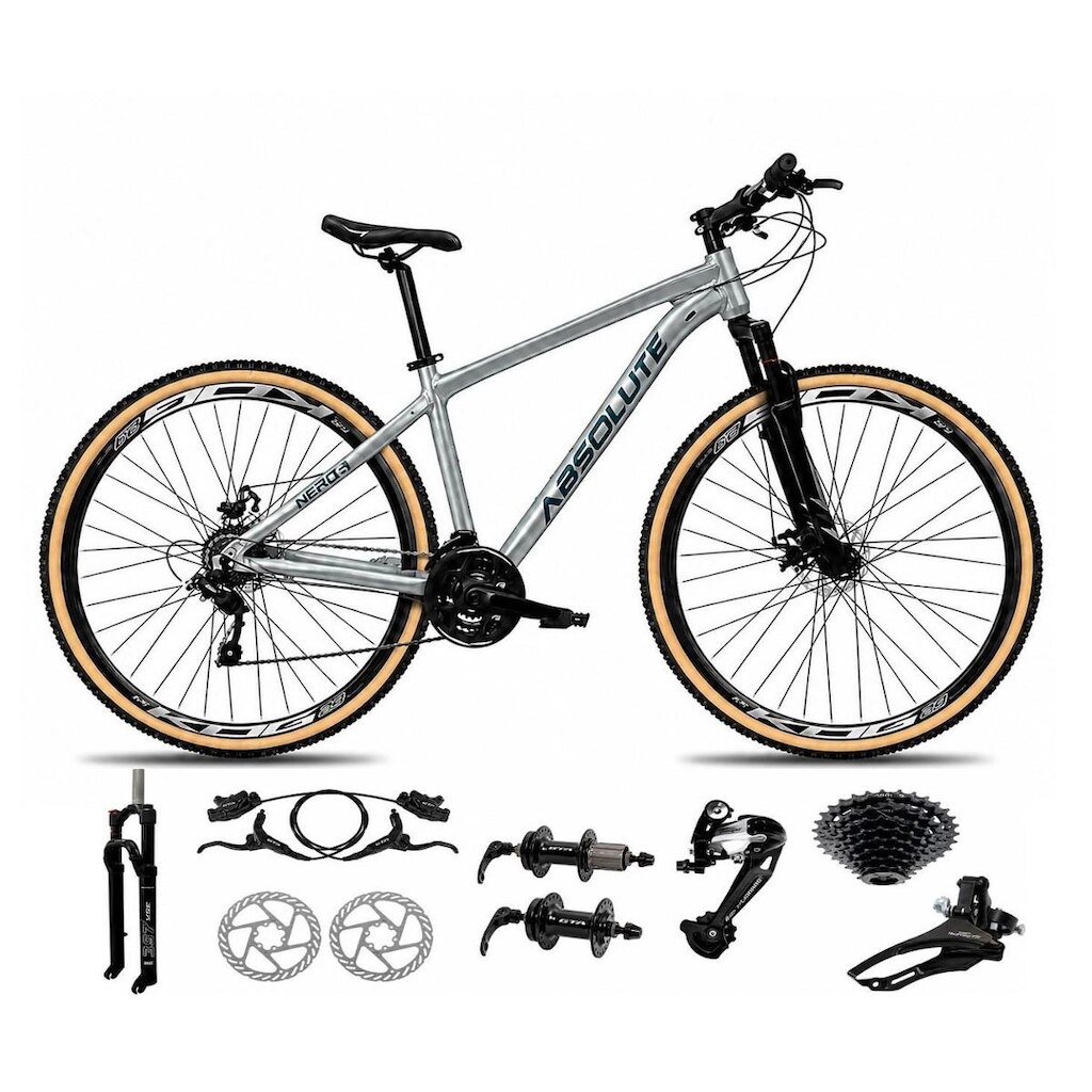 Bicicleta Aro 29 Absolute Nero 6 Alumínio K7 Freio Hidráulico Mountain Bike 27v Garfo com Trava