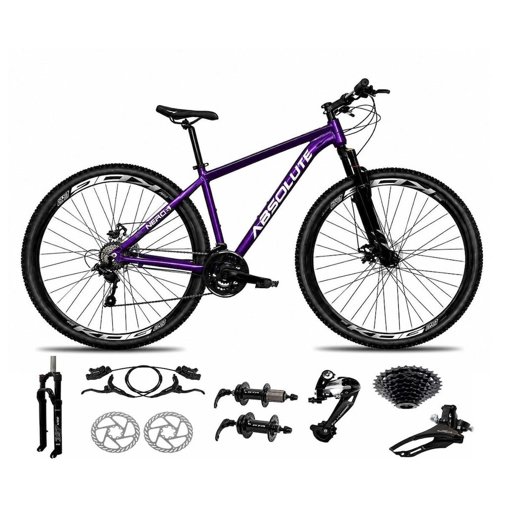 Bicicleta Aro 29 Absolute Nero 6 Alumínio K7 Freio Hidráulico Mountain Bike 27v Garfo com Trava