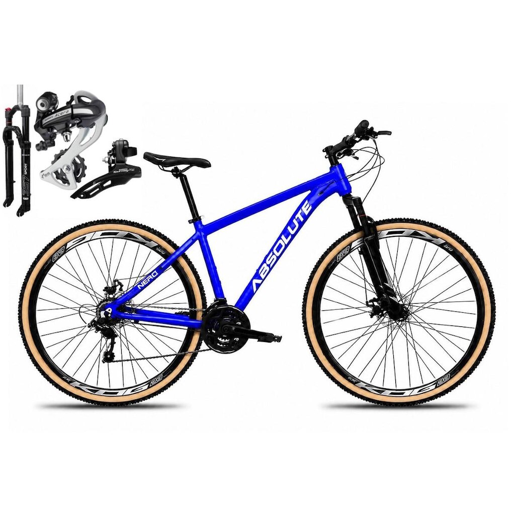 Bicicleta Aro 29 Absolute Nero 6 Câmbio Shimano 24v Acera K7 Garfo com Trava Freio a Disco