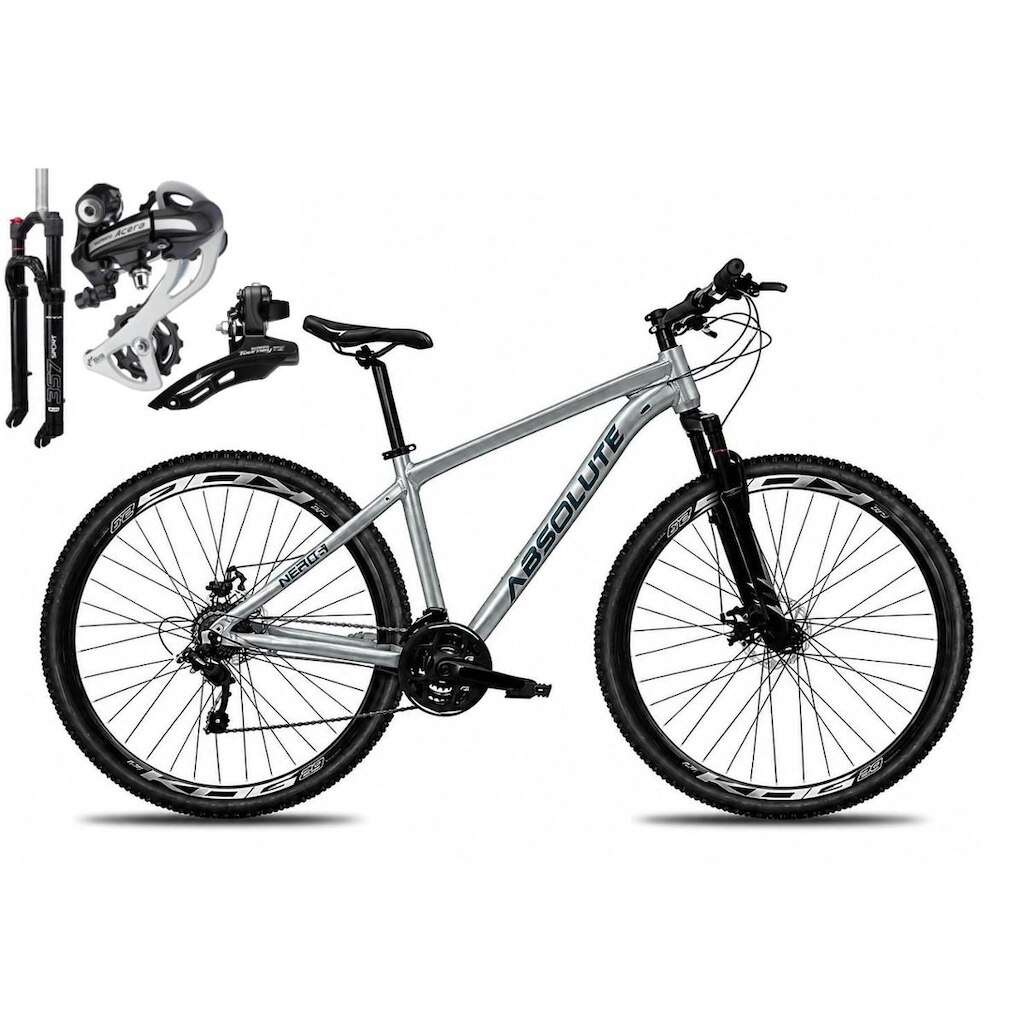 Bicicleta Aro 29 Absolute Nero 6 Câmbio Shimano 24v Acera K7 Garfo com Trava Freio a Disco