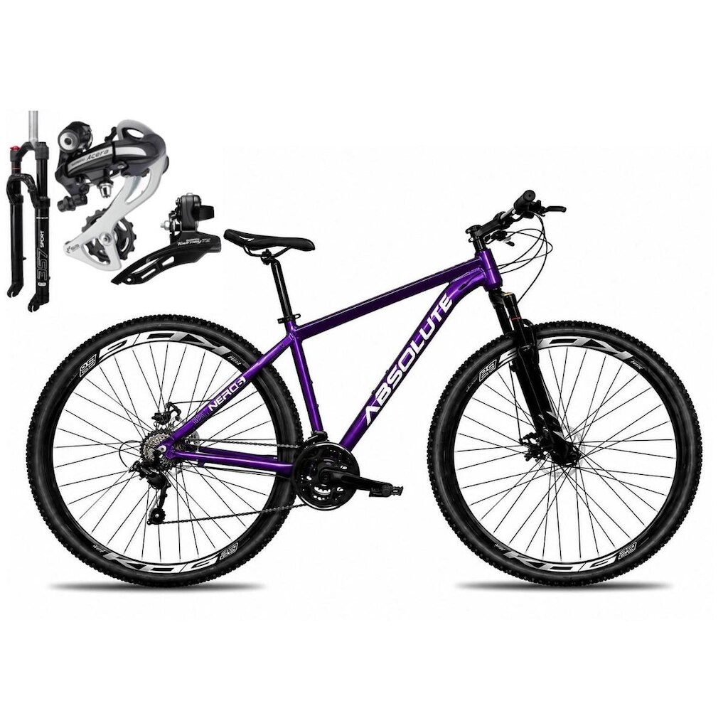 Bicicleta Aro 29 Absolute Nero 6 Câmbio Shimano 24v Acera K7 Garfo com Trava Freio a Disco