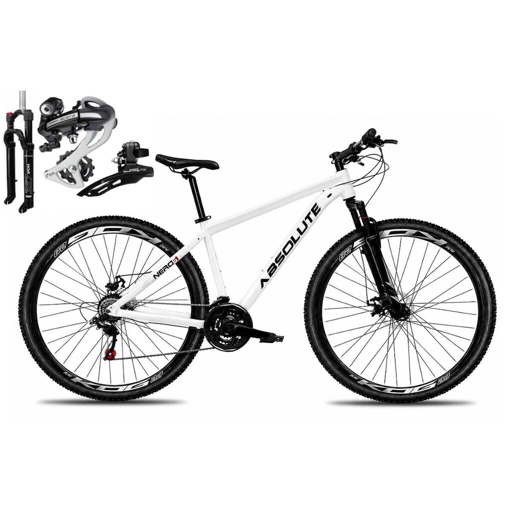 Bicicleta Aro 29 Absolute Nero 6 Câmbio Shimano Acera K7 24v Garfo com Trava Freio a Disco