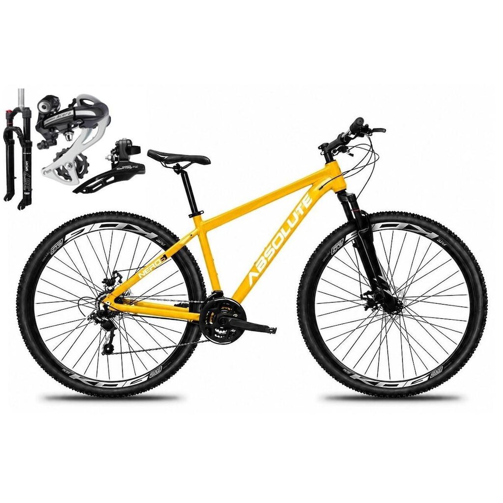Bicicleta Aro 29 Absolute Nero 6 Câmbio Shimano Acera K7 24v Garfo com Trava Freio a Disco